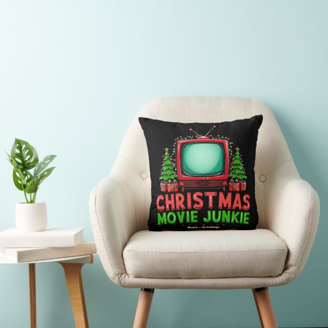  Christmas Movie Junkie Retro Holiday Funny Matchi Cushion (Chair)