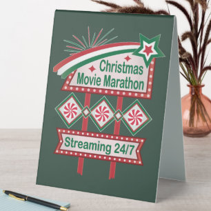 Christmas Movie Marathon Retro Marquee Festive