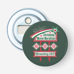 Christmas Movie Marathon Retro Marquee Festive Bottle Opener