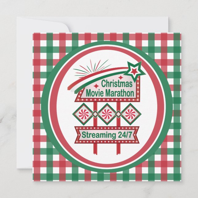 Christmas Movie Marathon Retro Marquee Festive Card (Front)