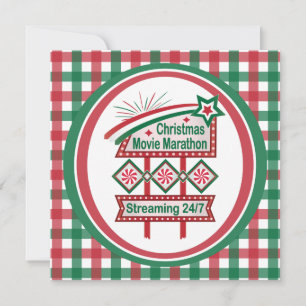 Christmas Movie Marathon Retro Marquee Festive Card