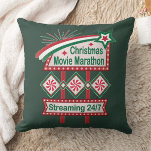 Christmas Movie Marathon Retro Marquee Festive Cushion