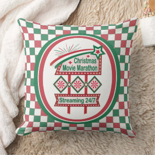 Christmas Movie Marathon Retro Marquee Festive Cushion