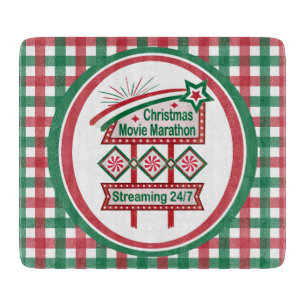 Christmas Movie Marathon Retro Marquee Festive Cutting Board