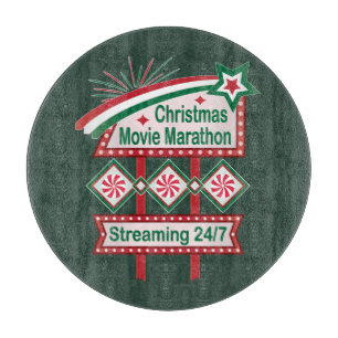Christmas Movie Marathon Retro Marquee Festive Cutting Board