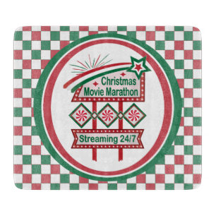 Christmas Movie Marathon Retro Marquee Festive Cutting Board