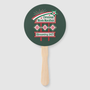Christmas Movie Marathon Retro Marquee Festive Hand Fan