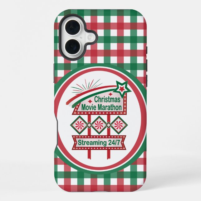 Christmas Movie Marathon Retro Marquee Festive iPhone Case (Back)
