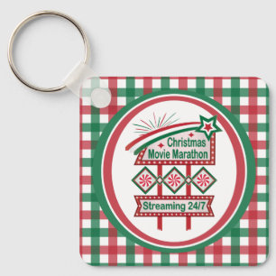 Christmas Movie Marathon Retro Marquee Festive Key Ring