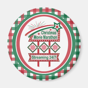 Christmas Movie Marathon Retro Marquee Festive Magnet