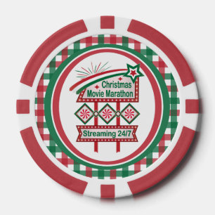 Christmas Movie Marathon Retro Marquee Festive Poker Chips