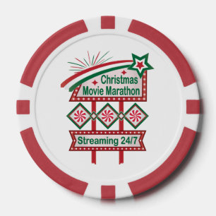 Christmas Movie Marathon Retro Marquee Festive Poker Chips