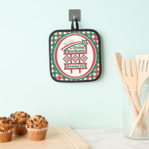 Christmas Movie Marathon Retro Marquee Festive Pot Holder