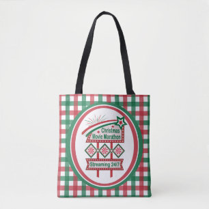 Christmas Movie Marathon Retro Marquee Festive Tote Bag