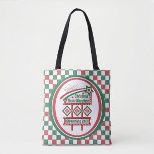 Christmas Movie Marathon Retro Marquee Festive Tote Bag