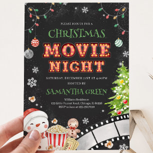 Christmas Movie Night Holiday Party Invitation