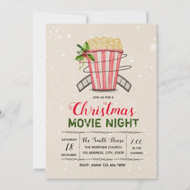 Christmas movie night invitation (Front)