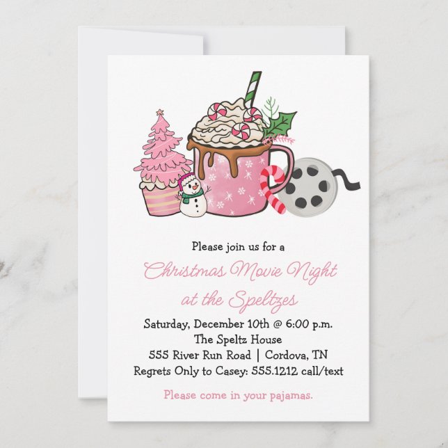 Christmas Movie Night Party Invitations (Front)