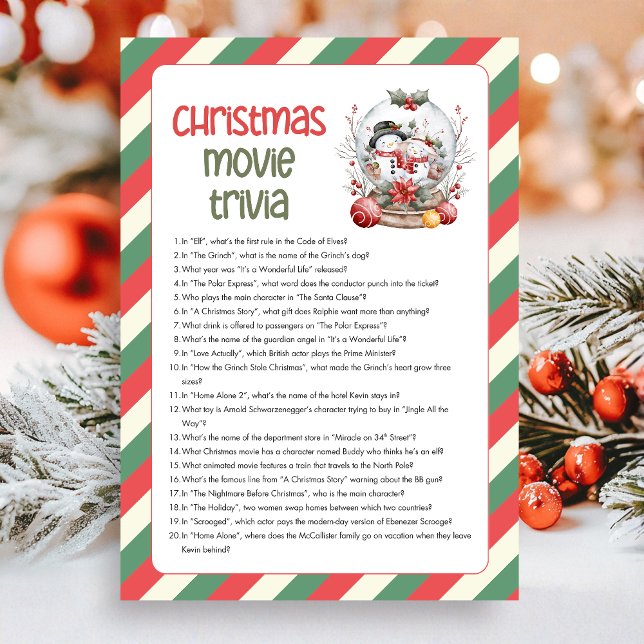 Christmas Movie Trivia  Game Holiday Card (Christmas Movie Trivia Christmas Game Card)