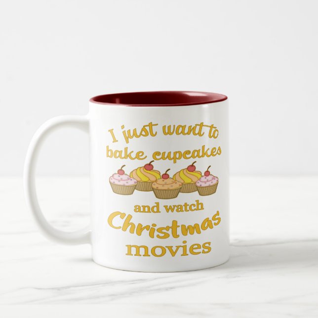 Christmas Movies and Baking Two-Tone Coffee Mug (Left)