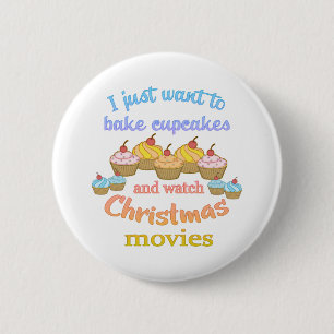 Christmas Movies and Cupcakes 6 Cm Round Badge