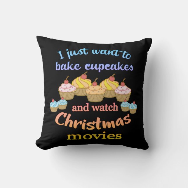 Christmas Movies and Cupcakes Cushion (Front)