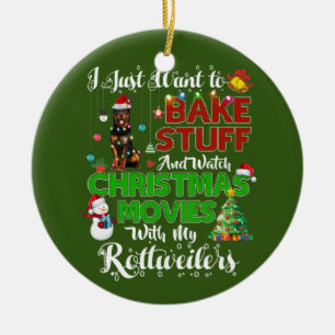 Christmas Movies with Rottweilers Ceramic Ornament