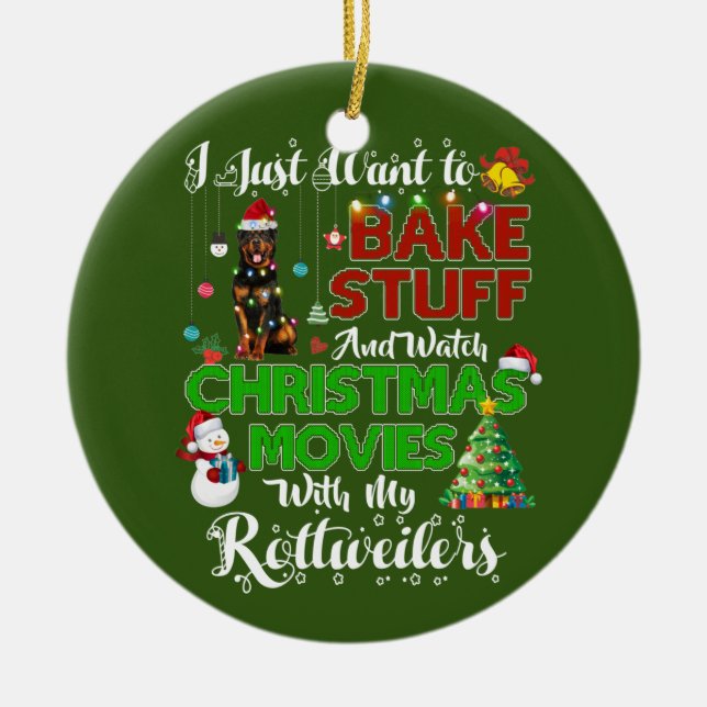 Christmas Movies with Rottweilers Ceramic Ornament (Front)