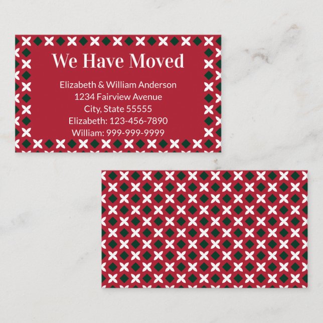 Christmas Moving Announcement Red Green and White (Front/Back)