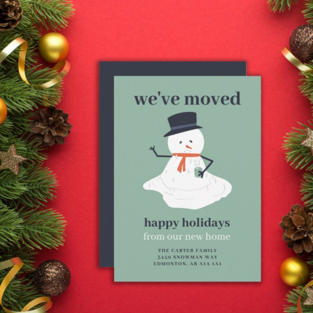 Christmas Moving Announcement Snowman Cute Holiday (Creator Uploaded)