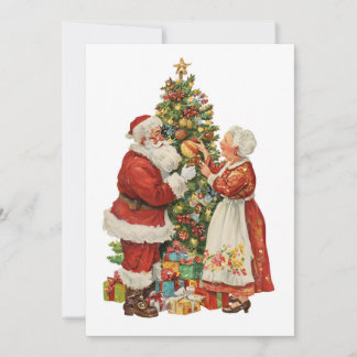 Christmas Mr and Mrs Claus Retro Vintage Simple  Holiday Card