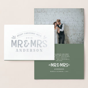 Christmas Mr & Mrs wedding announcement foil photo