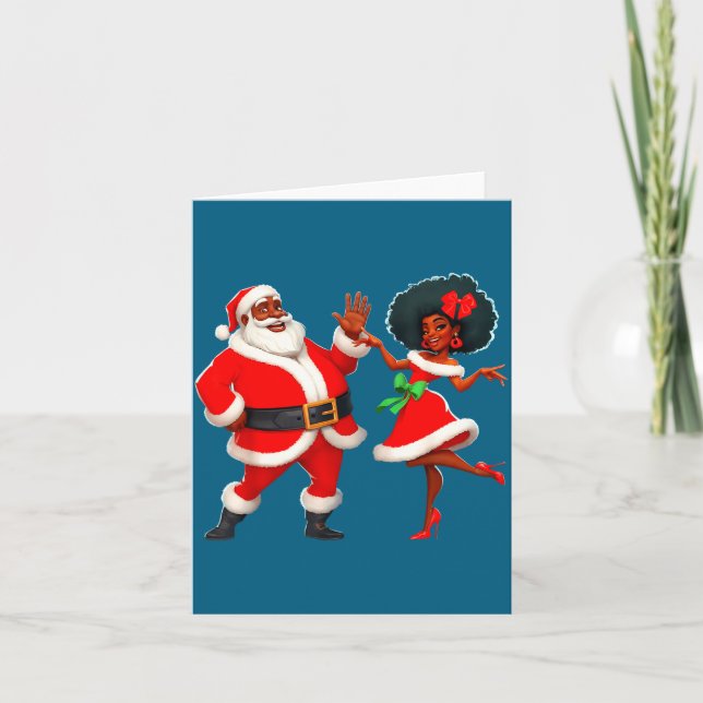 Christmas Mr Santa Mrs Claus Dancing African Ameri Card (Front)