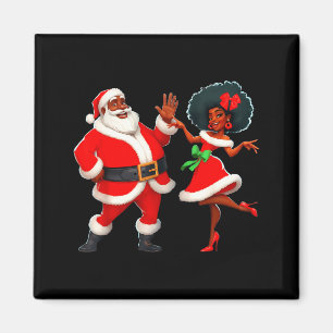 Christmas Mr Santa Mrs Claus Dancing African Ameri Magnet