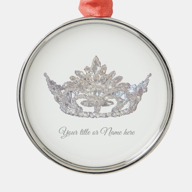 Christmas Mrs. America-like Crown Glass Ornament (Front)