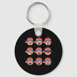 Christmas Mrs Claus Faces Fun Boys Girls Kids Xmas Key Ring