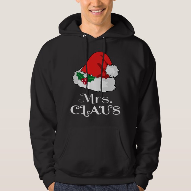 Christmas Mrs. Claus Matching Pajama Santa Hat X-m Hoodie (Front)