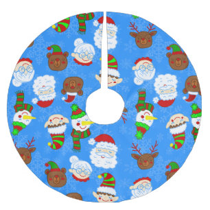 christmas mrs claus santa elf bear reindeer brushed polyester tree skirt