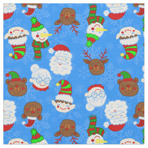 christmas mrs claus santa elf bear reindeer fabric