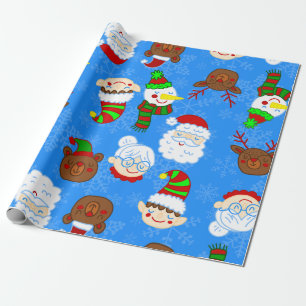christmas mrs claus santa elf bear reindeer wrapping paper