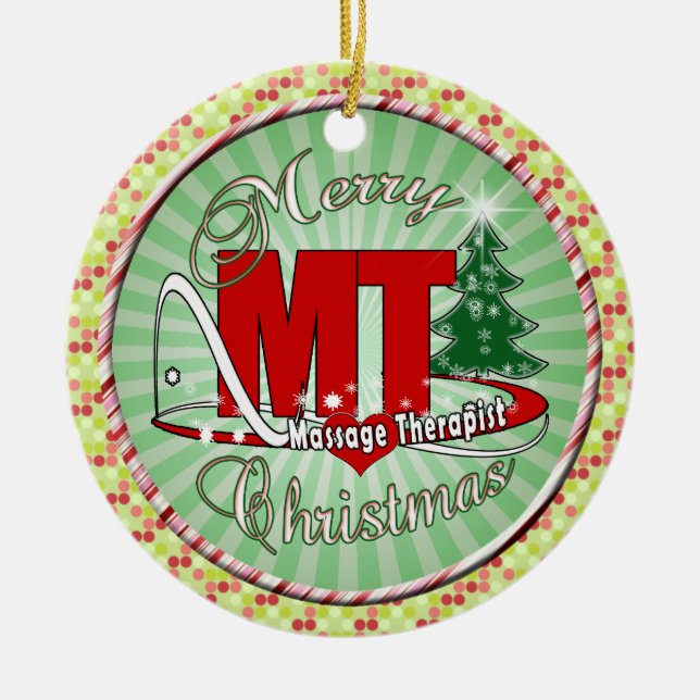 CHRISTMAS MT  Massage Therapist Ceramic Ornament (Front)