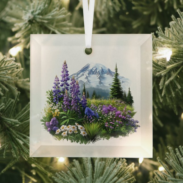 Christmas Mt. Rainier Glass Ornament (Insitu)