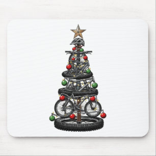Christmas Mtb Mountain Biking Tree Xmas Funny Men Mouse Pad