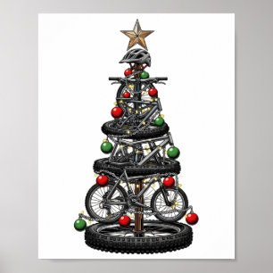 Christmas Mtb Mountain Biking Tree Xmas Funny Men  Poster