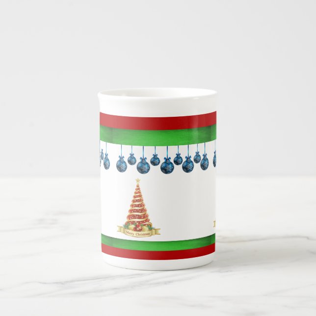 Christmas Mug, Christmas Tree Bone China Mug (Front)