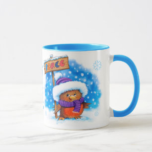 Christmas mug custom name Peace Robin