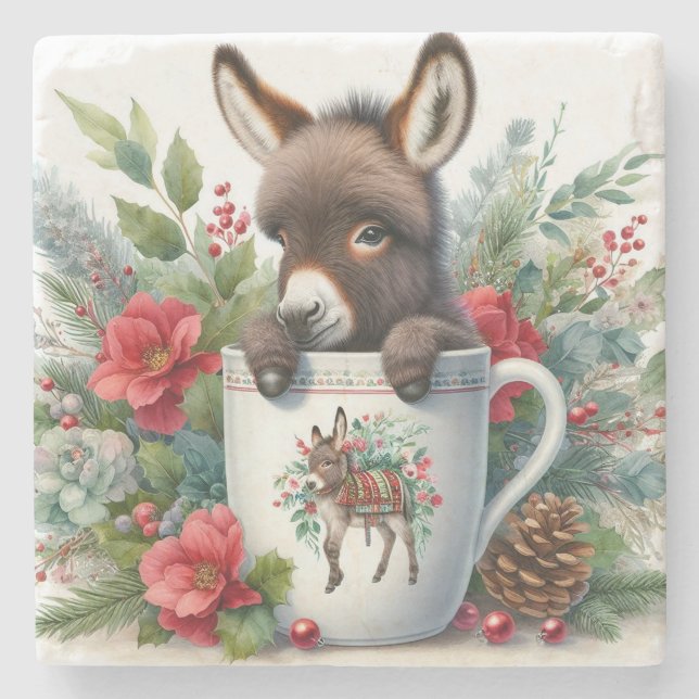 Christmas Mug Donkey Stone Coaster (Front)