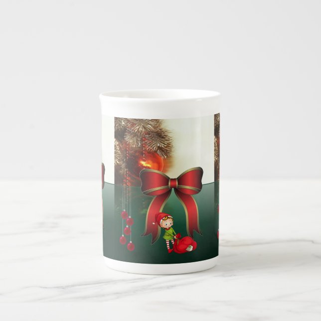 Christmas Mug, Elf Bone China Mug (Front)