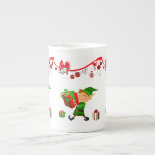 Christmas Mug, Elf, Merry Christmas Bone China Mug