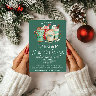 Christmas Mug Exchange, Mug Swap Holiday Party Invitation